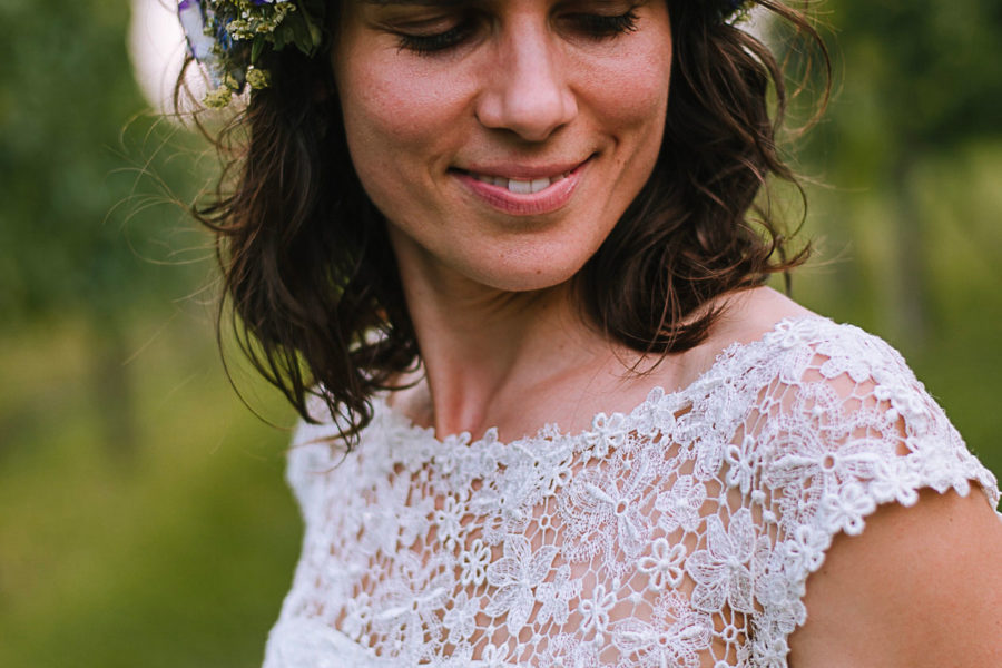 fotografo matrimonio Padova, ritratti sposa, fiori tra i capelli