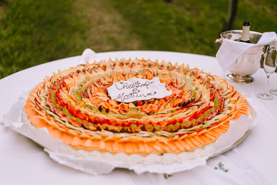 Fotografo matrimonio Vicenza Padova, wedding cake, con frutta